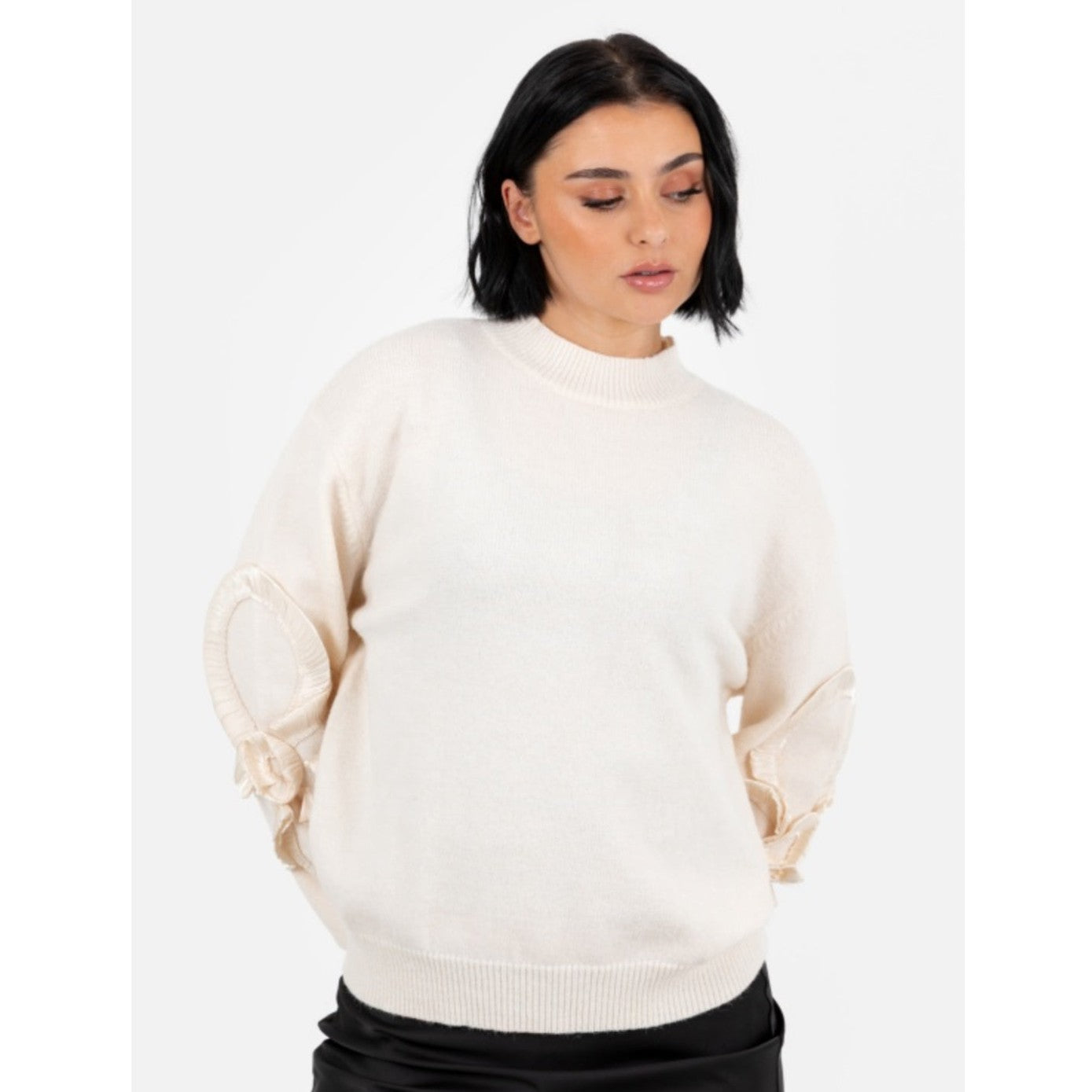 Cream Jumper with Satin Squiggle Applique