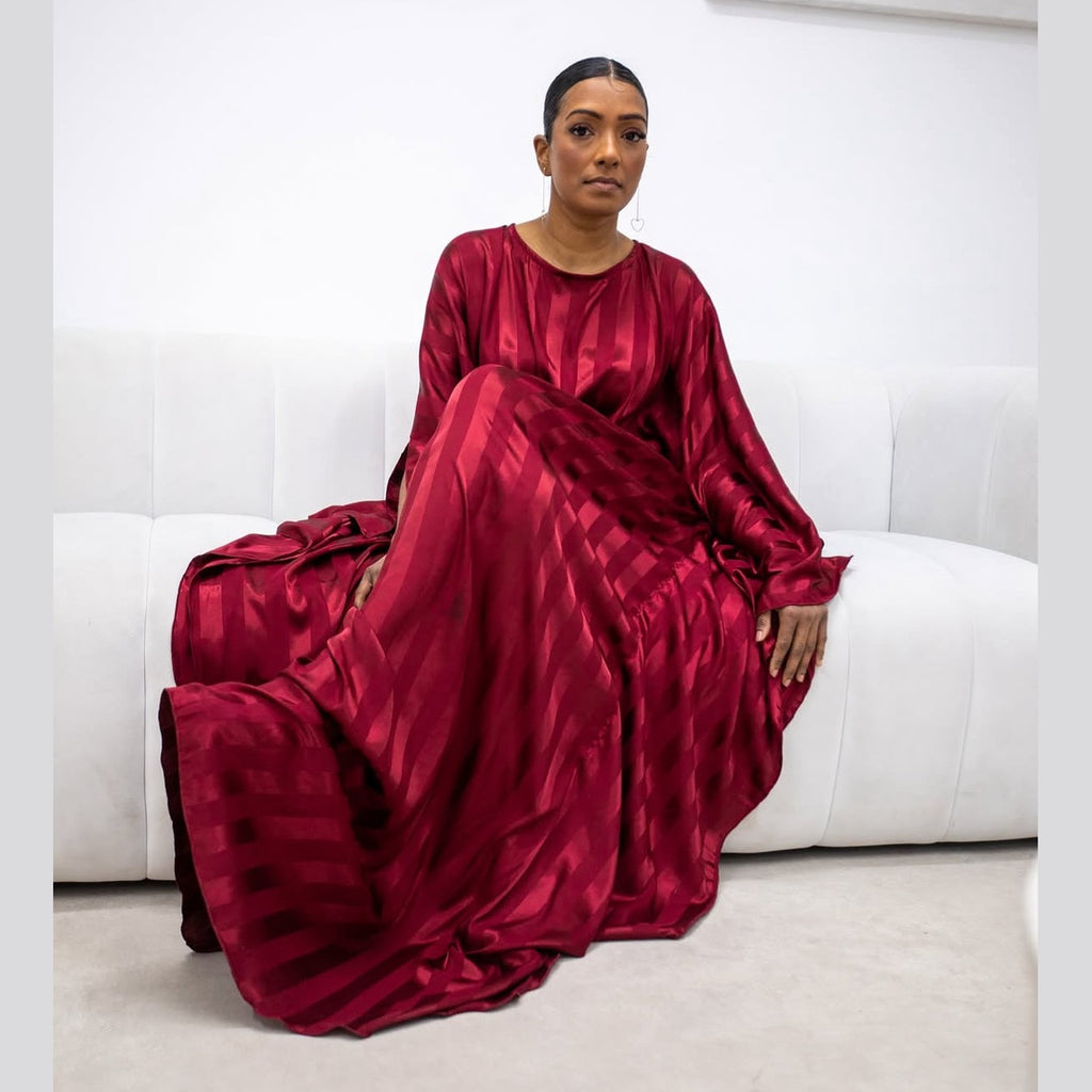 Burgundy Satin Kaftan