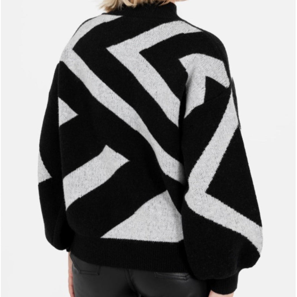 Black and grey geometric jumper