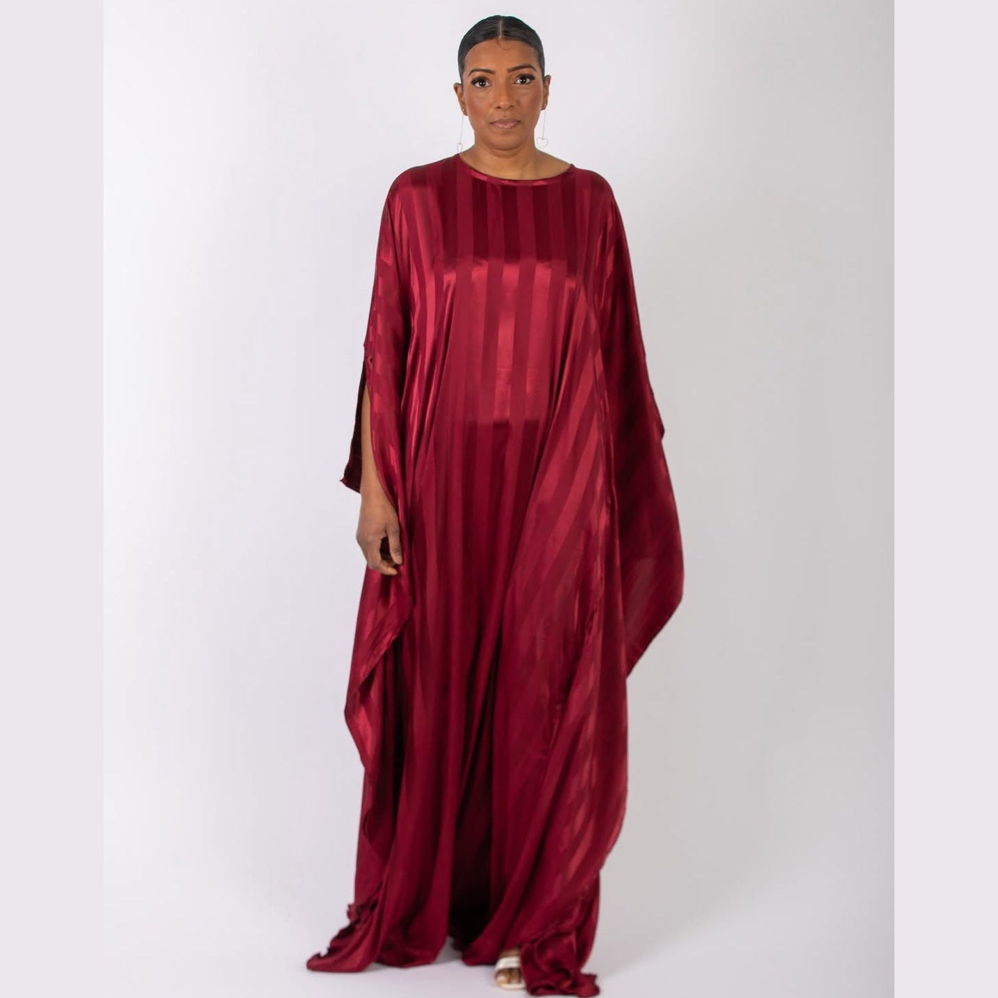 Burgundy Satin Kaftan