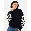 Black Jumper With Satin Squiggle Appliqué on sleeve