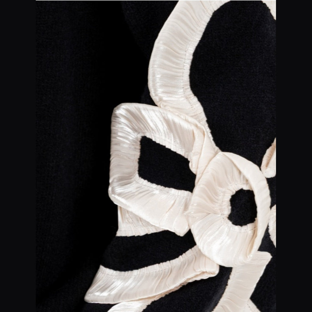 Black Jumper With Satin Squiggle Appliqué on sleeve