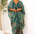 Emerald Tie-Dye Satin Kaftan