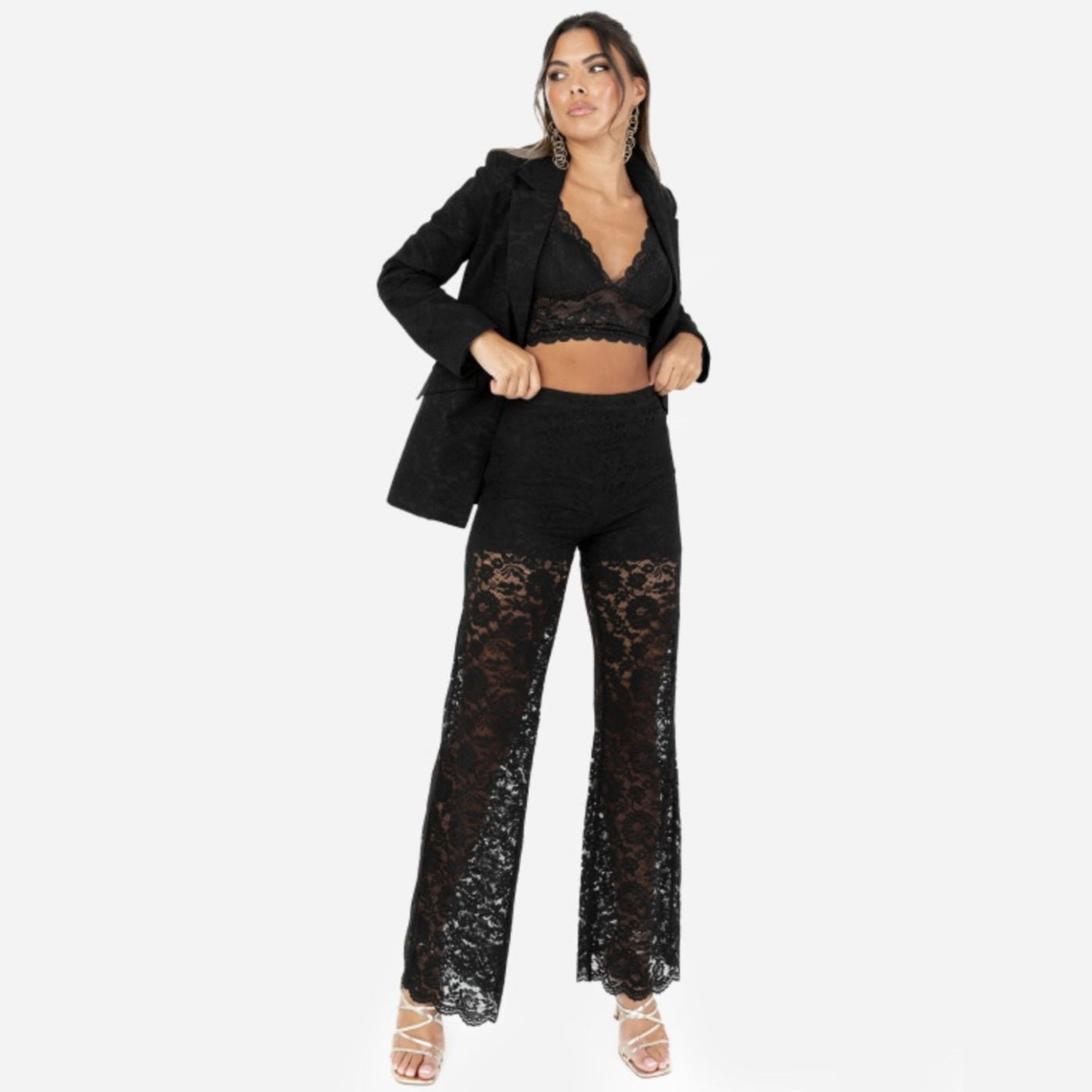 Black Floral Lace High Waisters