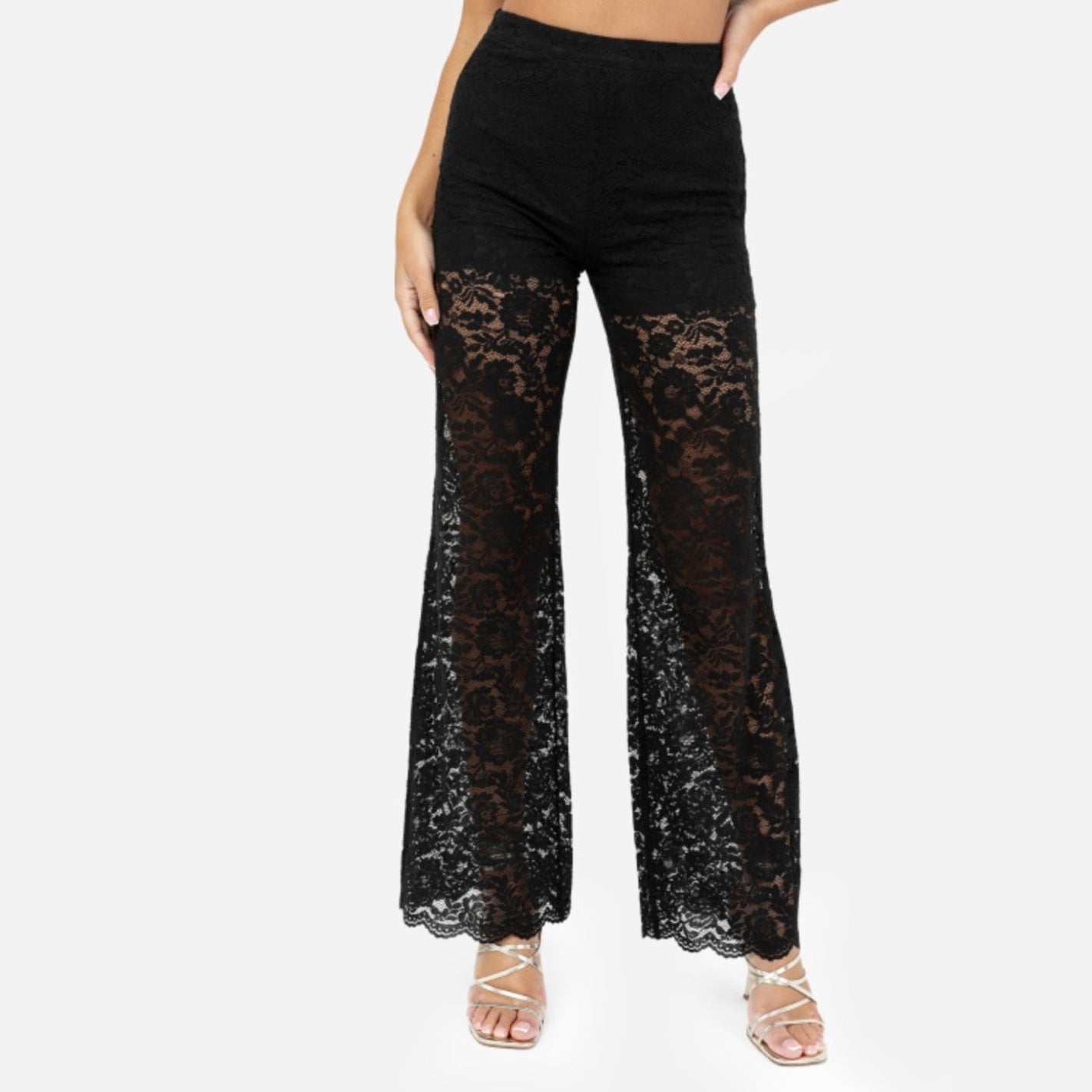 Black Floral Lace High Waisters