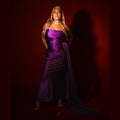 BESPOKE AMETHYST DRAPED STRAPLESS GOWN
