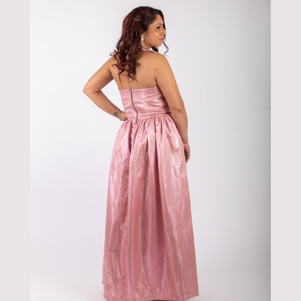 Bespoke Pink Mikado halter Ball gown