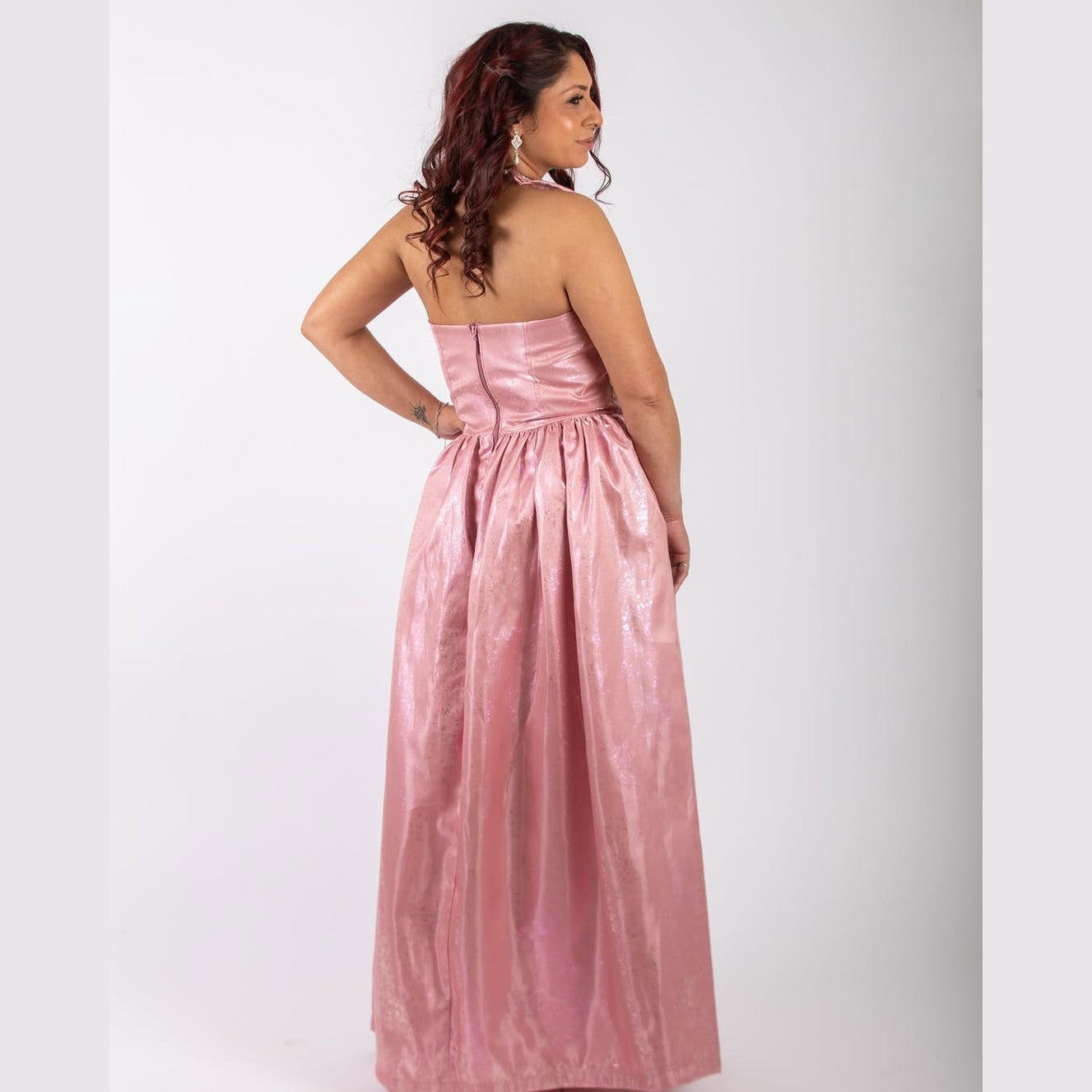 Bespoke Pink Mikado halter Ball gown
