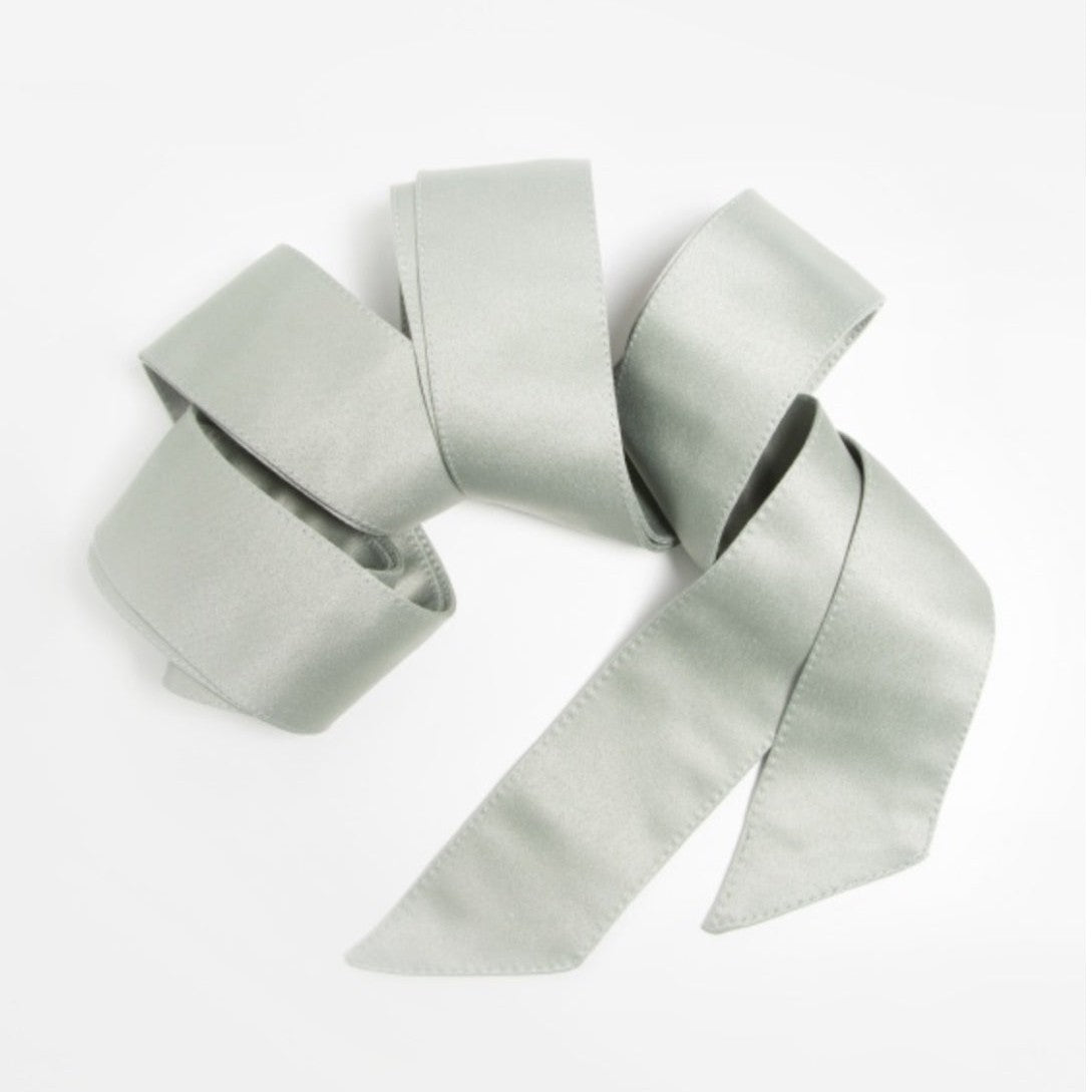 Luxe Silver Satin Sash Belt